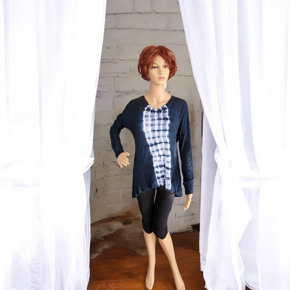 NWT Sunday by Dressbarn Db Winter Blue Small Tunic Top Tie Dye T48